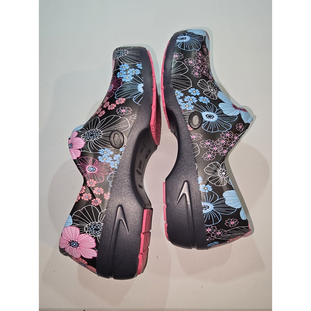 Anywear Danish Hand Flower Clogs Size 10 Flowers Nursing Chef Nonslip Shoes - Picture 5 of 7